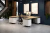 Modern U shaped desk with drawers and storage