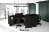 4 person desk with privacy panels and cable grommets