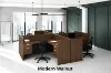 	4 person desk with privacy panels and cable grommets
