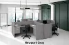 4 person desk with privacy panels and cable grommets