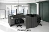 4 person desk with privacy panels and cable grommets