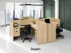 	4 person desk with privacy panels and cable grommets