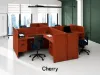 4 person desk with privacy panels and cable grommets