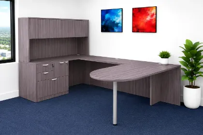 Picture of U-Shaped Peninsula Desk with Hutch, Storage and Cable Management