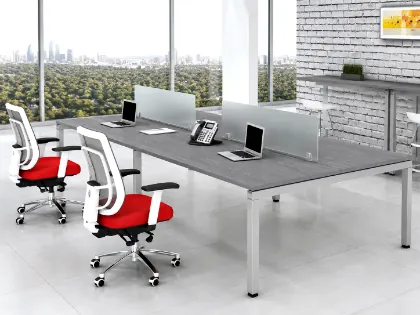 4 person desk with privacy panels 