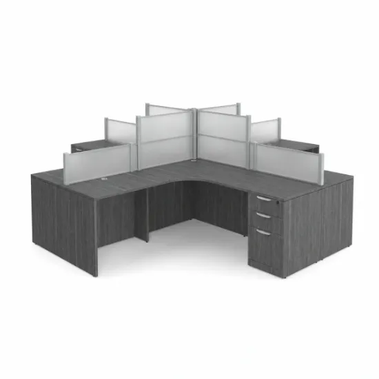 4 person desk with frosted acrylic privacy panels