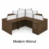 	4 person desk with frosted acrylic privacy panels