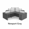 	4 person desk with frosted acrylic privacy panels
