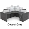 4 person desk with frosted acrylic privacy panels