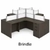 4 person desk with frosted acrylic privacy panels