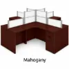 4 person desk with frosted acrylic privacy panels