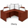 4 person desk with frosted acrylic privacy panels