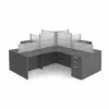 4 person desk with frosted acrylic privacy panels