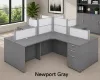 4 person desk with frosted acrylic privacy panels