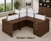 4 person desk with frosted acrylic privacy panels
