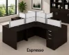 4 person desk with frosted acrylic privacy panels