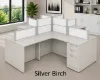 4 person desk with frosted acrylic privacy panels