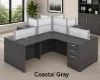 4 person desk with frosted acrylic privacy panels