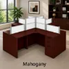 4 person desk with frosted acrylic privacy panels