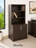 Office storage cabinet with hutch and locking doors