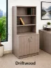 Office storage cabinet with hutch and locking doors