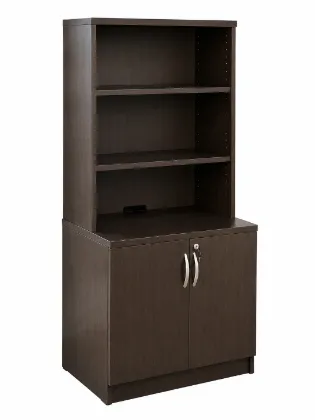 Office storage cabinet with hutch and locking doors