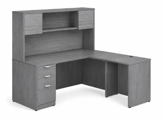 L shaped desk with hutch and drawers