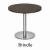 Modern round cafe table with brushed metal base