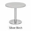 Modern round cafe table with brushed metal base