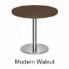 Modern round cafe table with brushed metal base