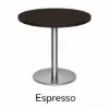 Modern round cafe table with brushed metal base