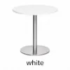 Modern round cafe table with brushed metal base