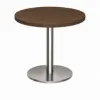 Modern round cafe table with brushed metal base
