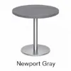 Modern round cafe table with brushed metal base