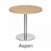 Modern round cafe table with brushed metal base