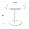 Modern round cafe table with brushed metal base