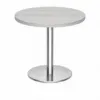 Modern round cafe table with brushed metal base