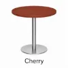 Modern round cafe table with brushed metal base