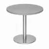 Modern round cafe table with brushed metal base