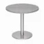Modern round cafe table with brushed metal base
