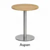 	Round bar height cafe table with brushed metal base