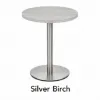 	Round bar height cafe table with brushed metal base