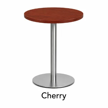 Round bar height cafe table with brushed metal base
