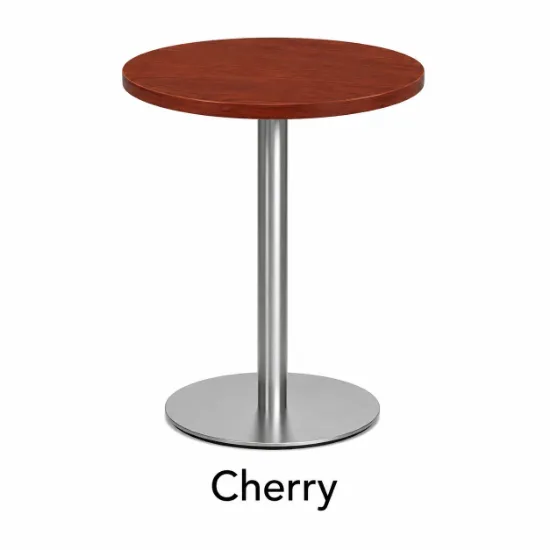 Round bar height cafe table with brushed metal base