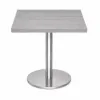 Modern square cafe table with brushed metal base