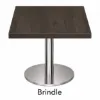 Modern square cafe table with brushed metal base