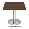 Modern square cafe table with brushed metal base
