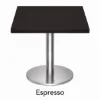 Modern square cafe table with brushed metal base