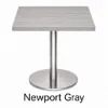 Modern square cafe table with brushed metal base