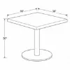 Modern square cafe table with brushed metal base